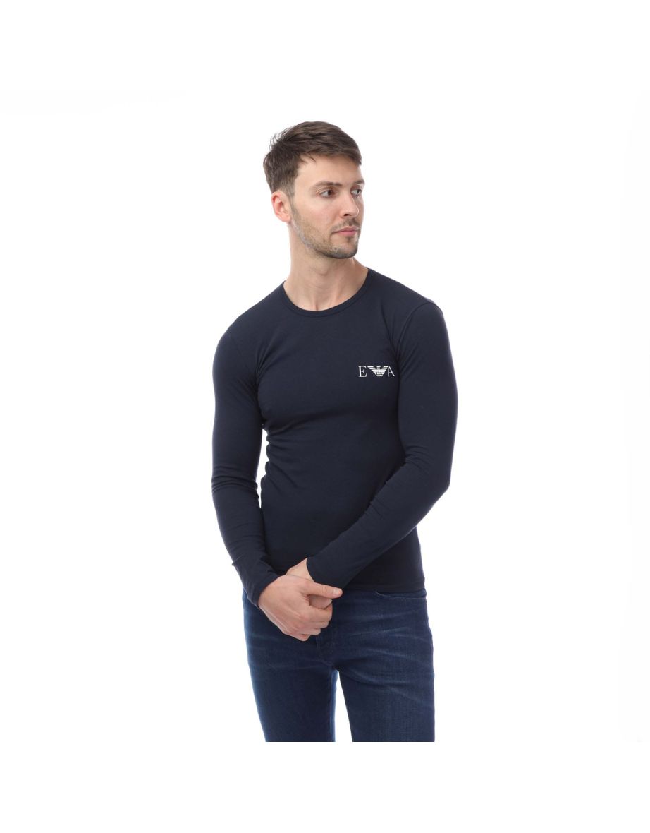 Men's Emporio Armani Slim-Fit Long Sleeve T-Shirt in Blue