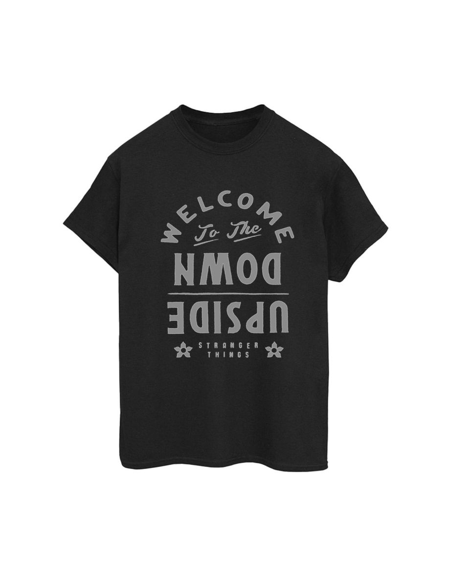 Netflix Womens/Ladies Stranger Things Welcome To Upside Down Cotton Boyfriend T-Shirt - Black - 1