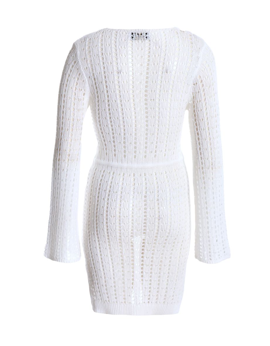 White Crochet Mini Dress - 4