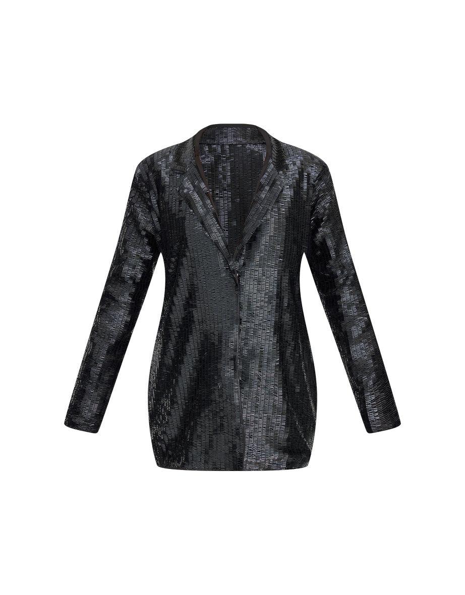 Black Diamante Blazer Dress - 4