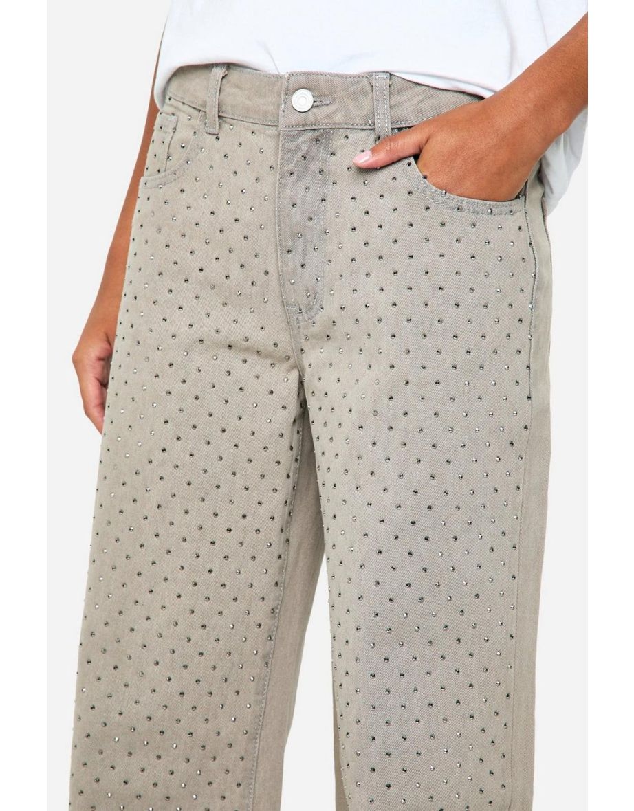 Tall Diamante Embellished Wide Leg Jean - 3