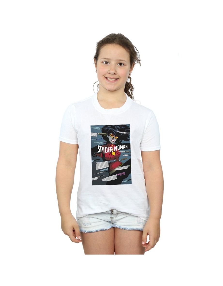 Marvel Girls Spider-Woman Cover Cotton T-Shirt - White