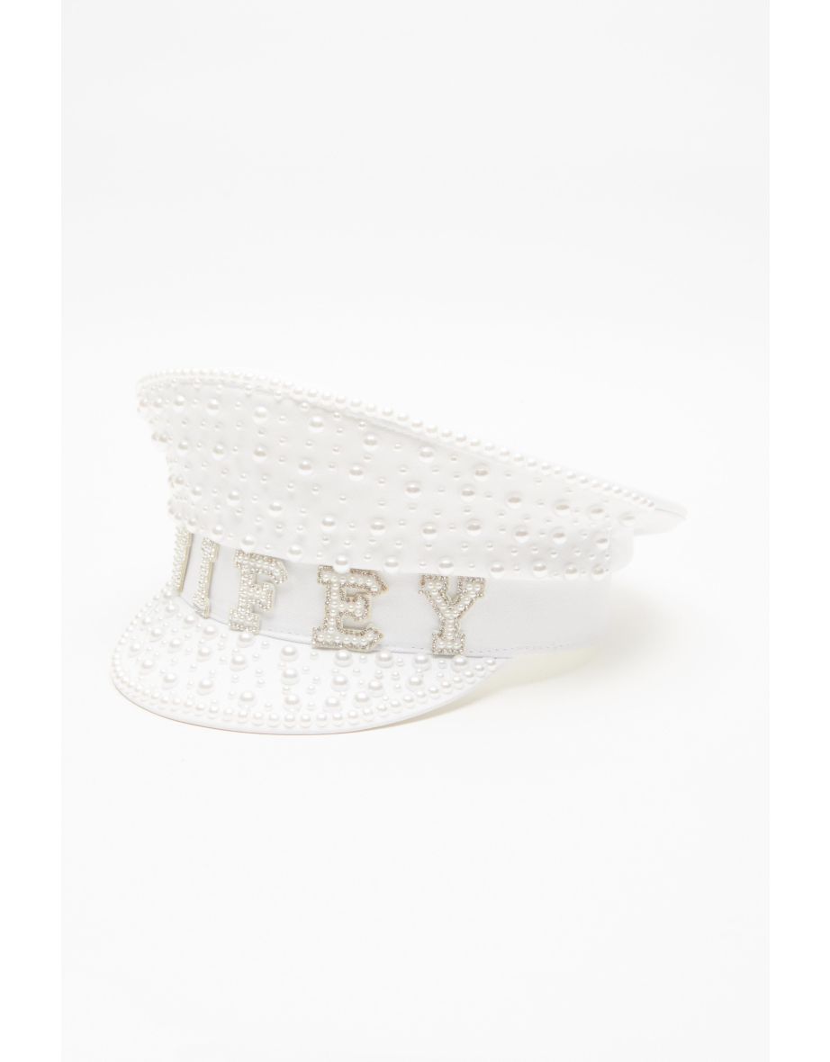 White Pearl 'Wifey' Hat