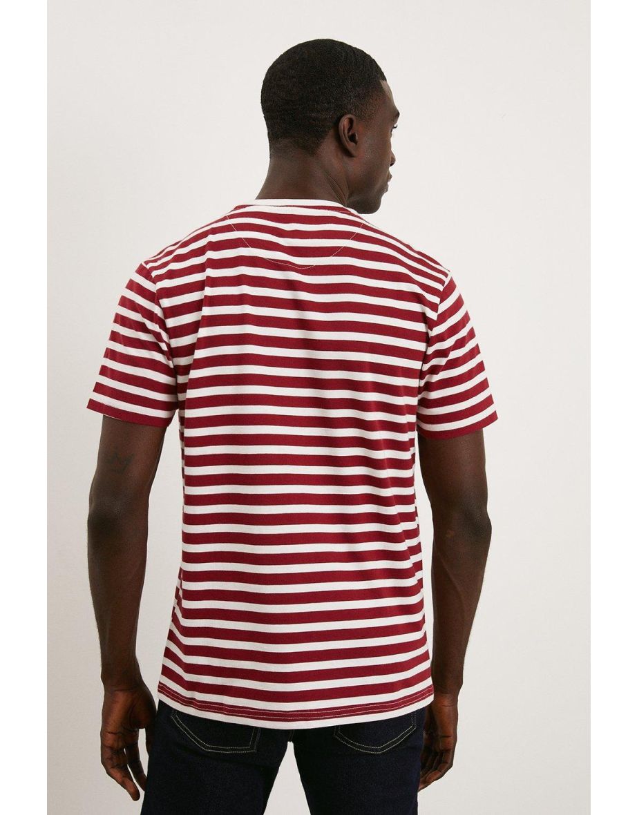 Red Short Sleeve Stripe T-shirt - 2