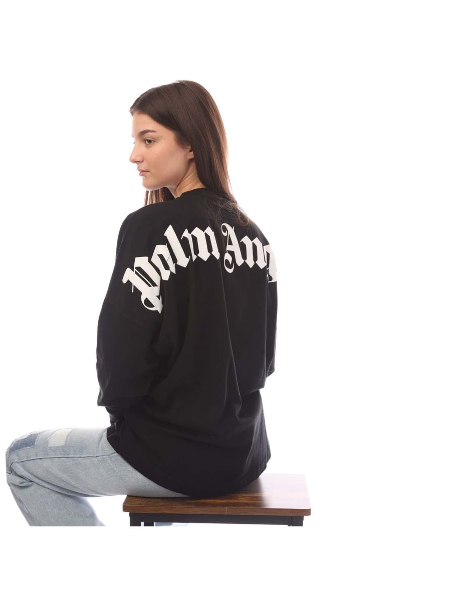 Women's Palm Angels Classic Logo Long Sleeve Over T-Shirt in Black - 4