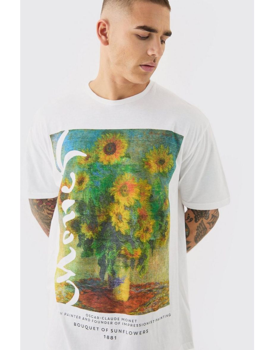 Oversized Monet Sunflower License T-shirt - white - 2