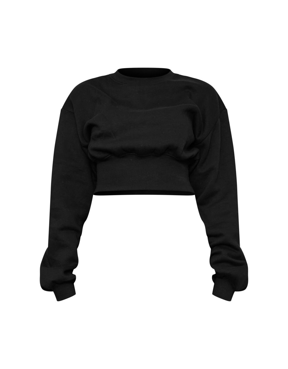 Tall Black Cropped Oversized Sweatshirt - 4
