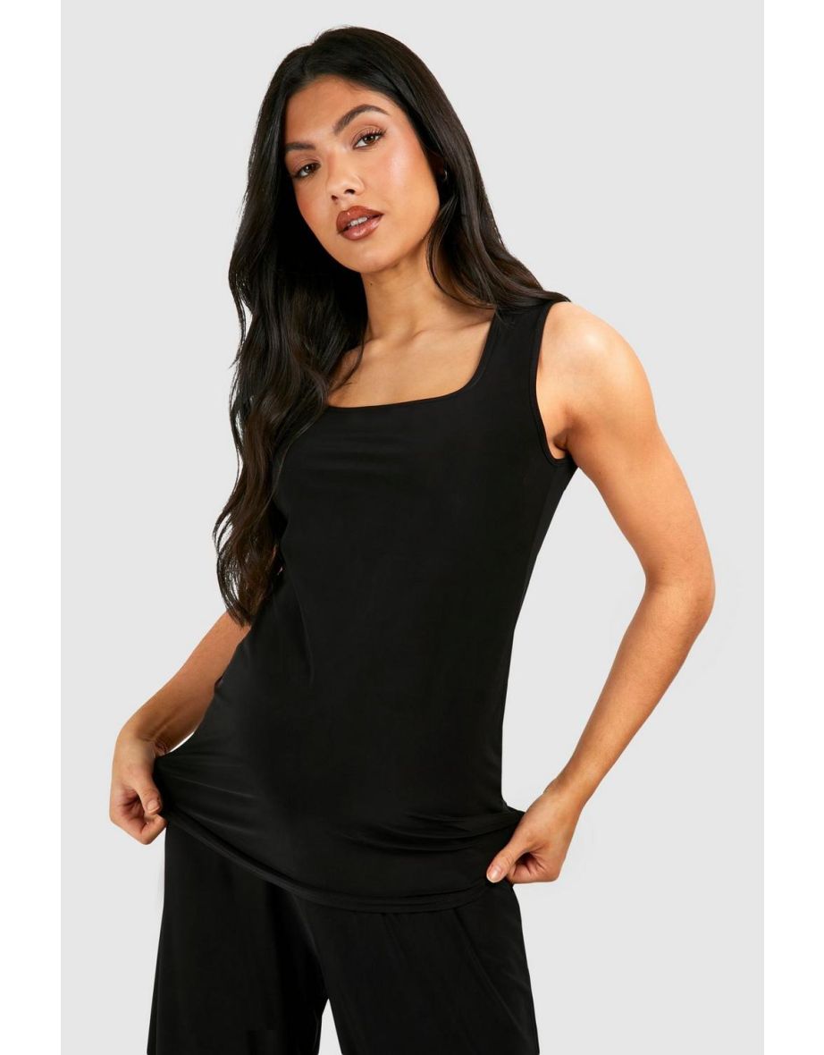 Maternity Soft Touch Square Neck Vest Top - black
