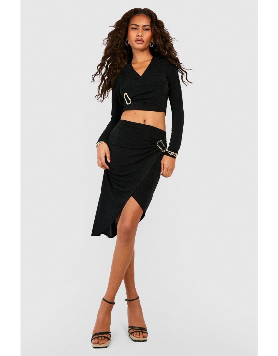 Black wrap around skirt online hotsell