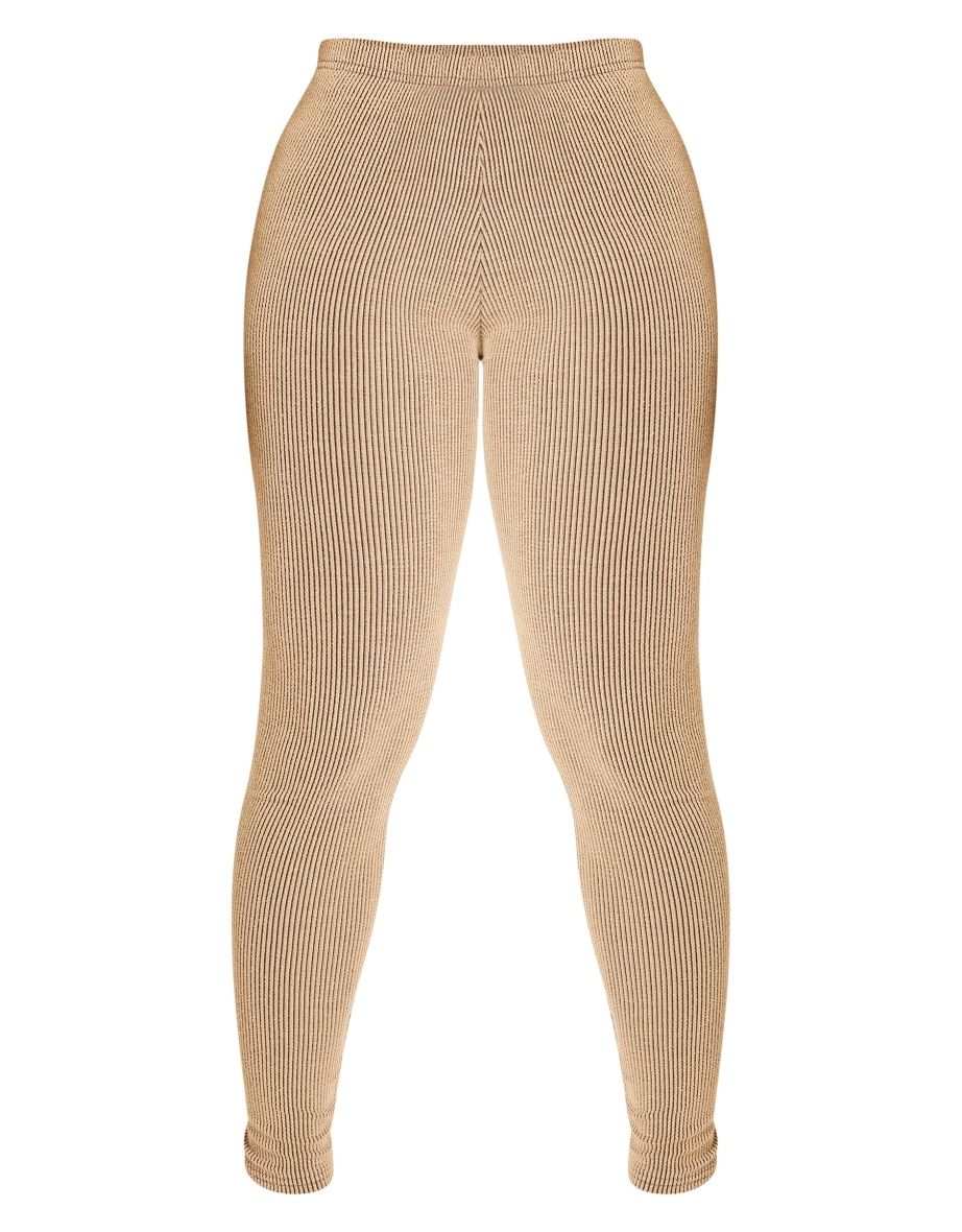 Shape Mocha Ribbed High Waisted Leggings - 4