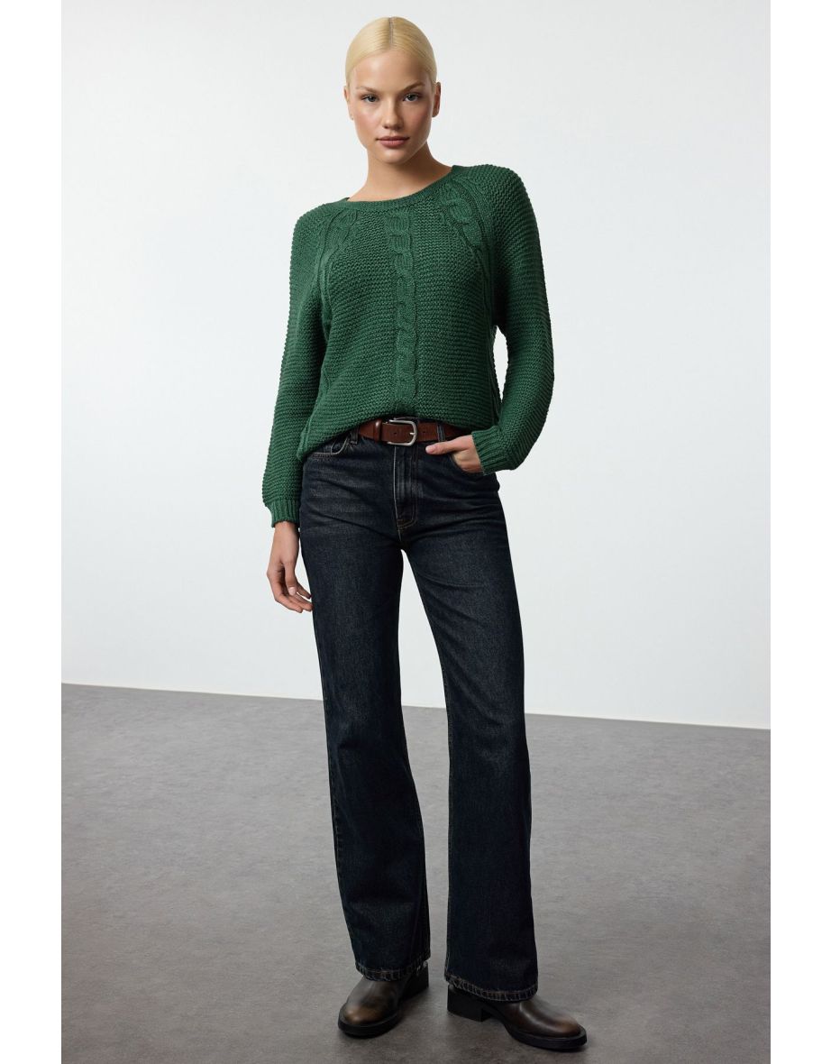 Emerald Green Hair Knit Seamless Knitwear Sweater