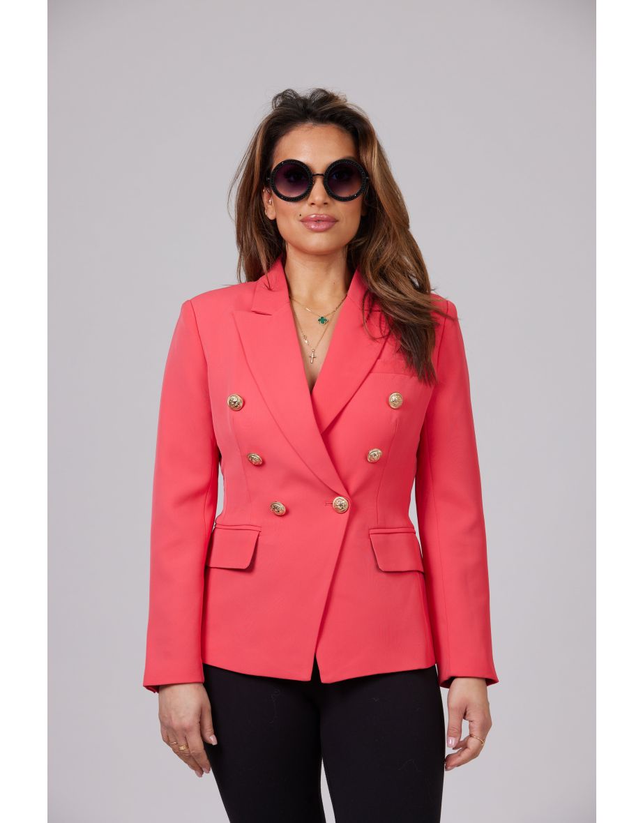 Iconic Distinctive Watermelon Jacket With Gold Buttons