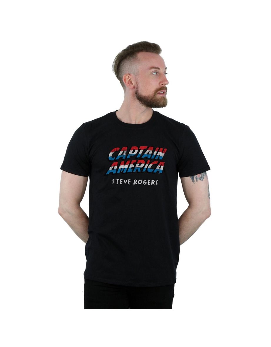 Marvel Mens Captain America AKA Steve Rogers T-Shirt - Black
