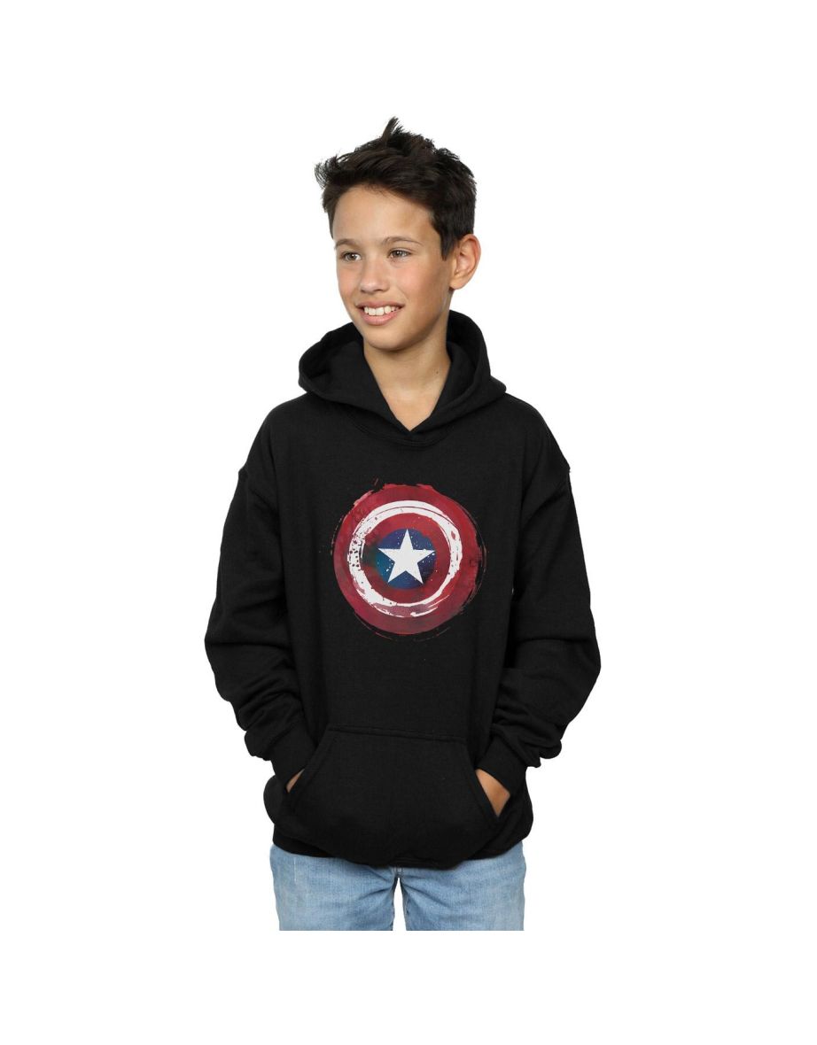 Shop Marvel Boys Captain America Splatter Shield Hoodie Black Online in Qatar VogaCloset