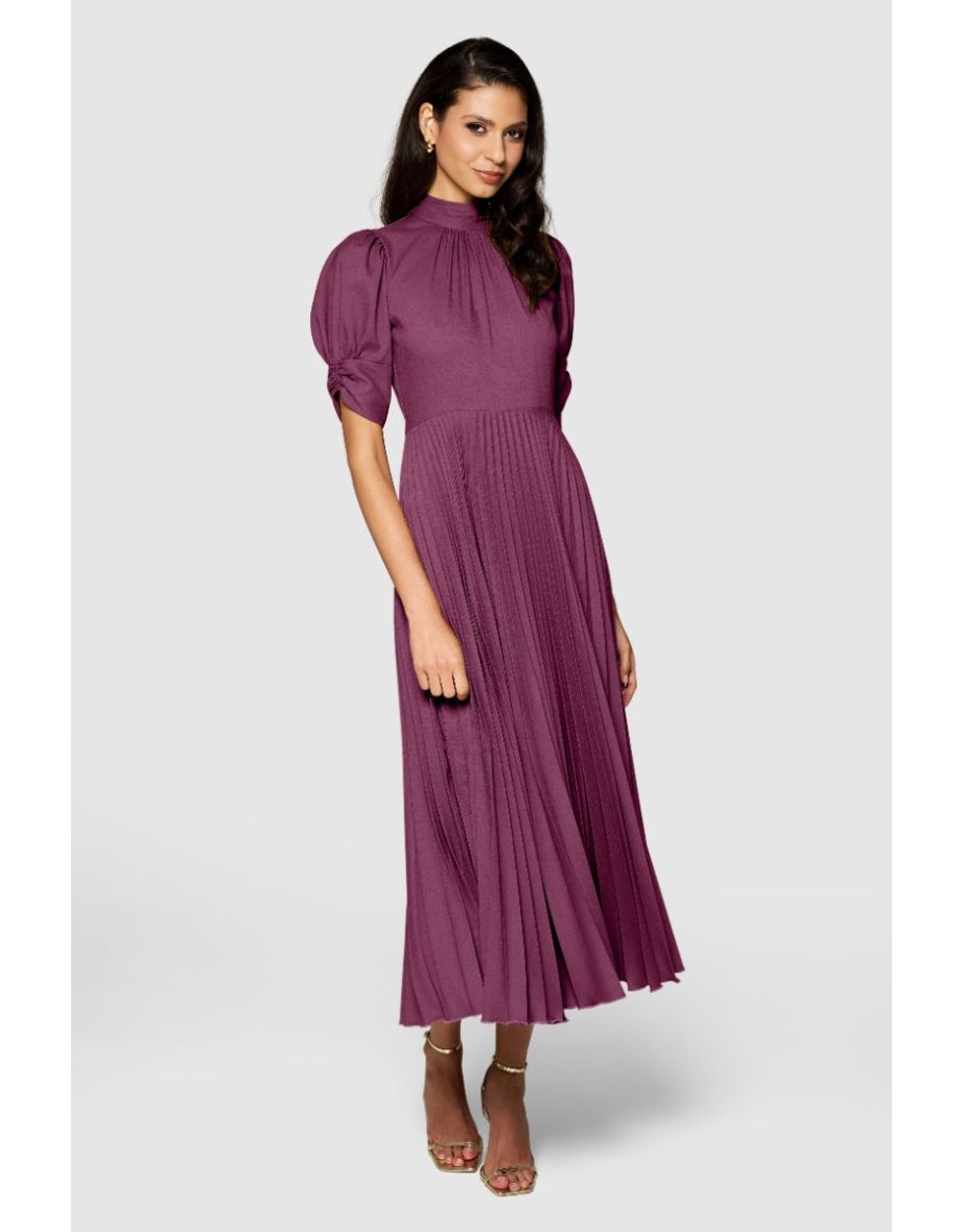 Closet London  Burgundy Pleated Dress