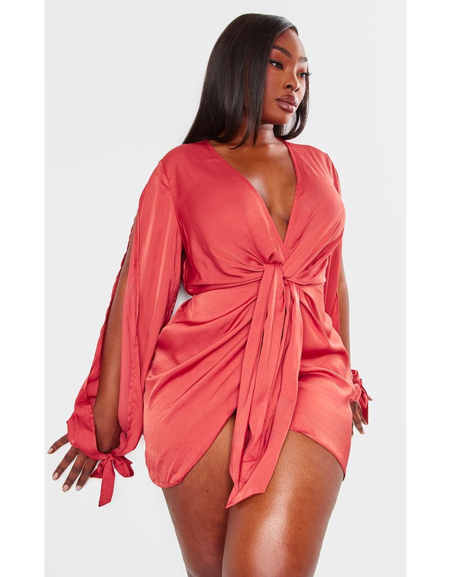 Rust wrap dress deals