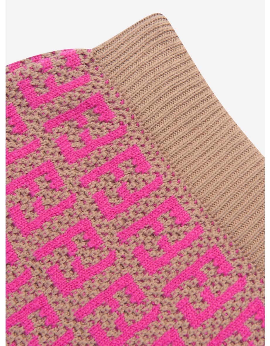 Girls Knitted FF Logo Skirt in Pink - 3