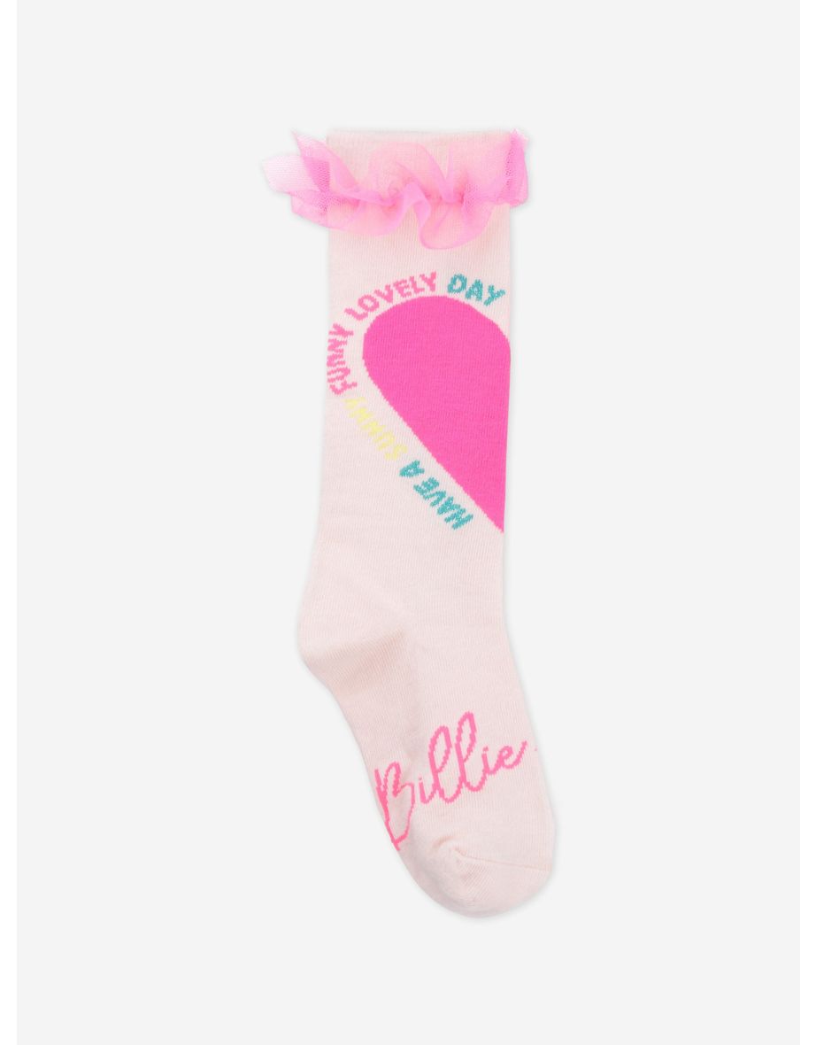 Girls Tulle Ruffle Heart Socks in Pink
