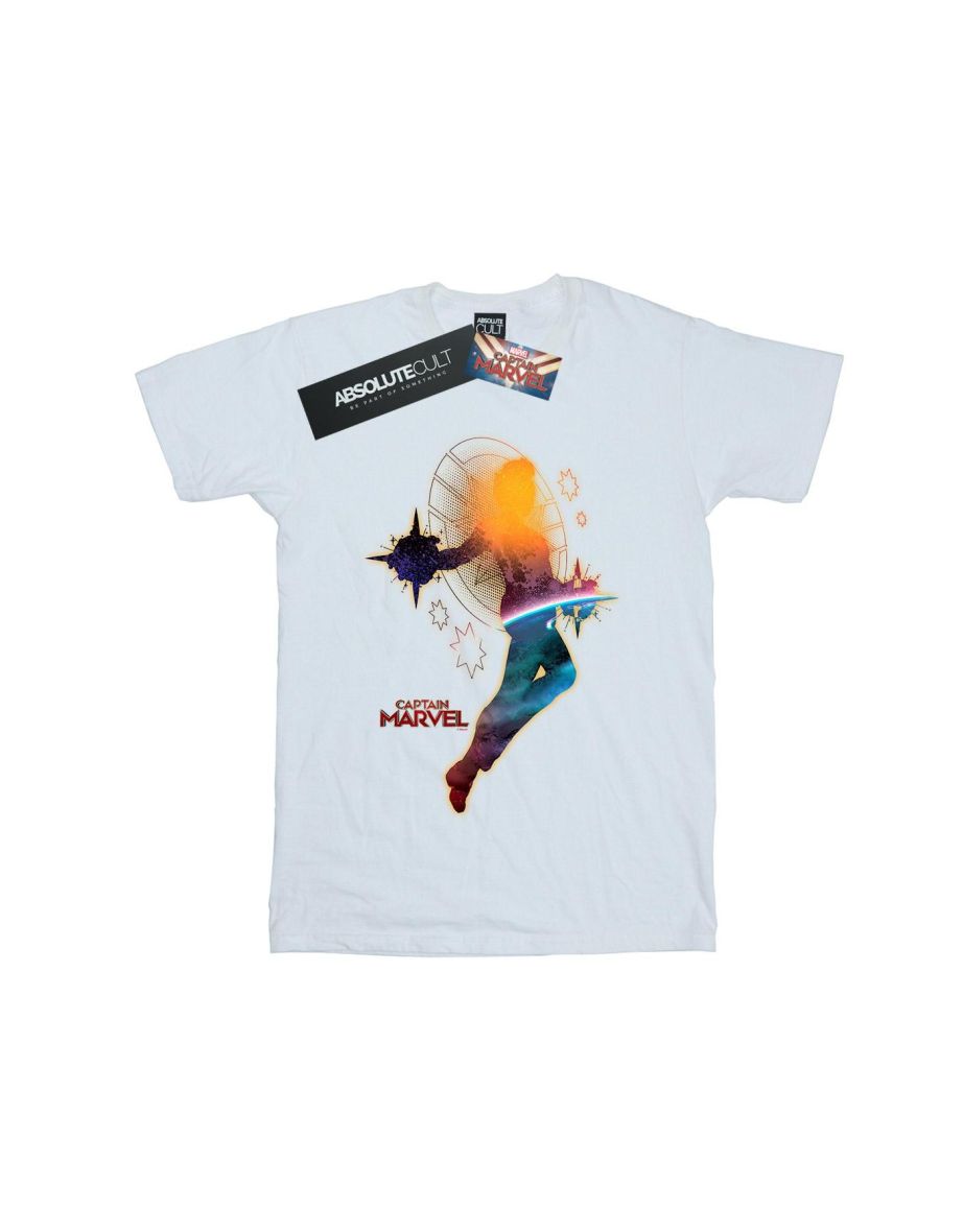 Marvel Boys Captain Marvel Nebula Flight T-Shirt - White