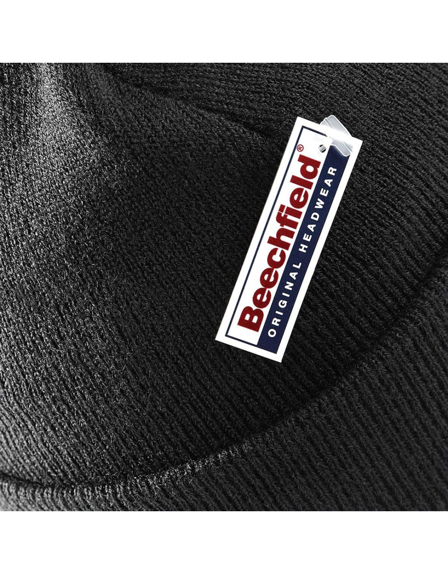 Beechfield Unisex Plain Winter Beanie Hat / Headwear (Ideal for Printing) - Black - 3