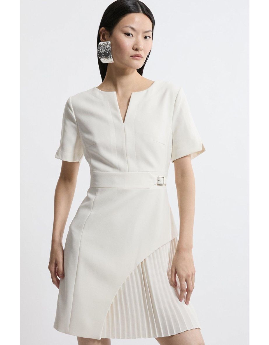 Petite Tailored Military Pleat Side Panel Mini Dress