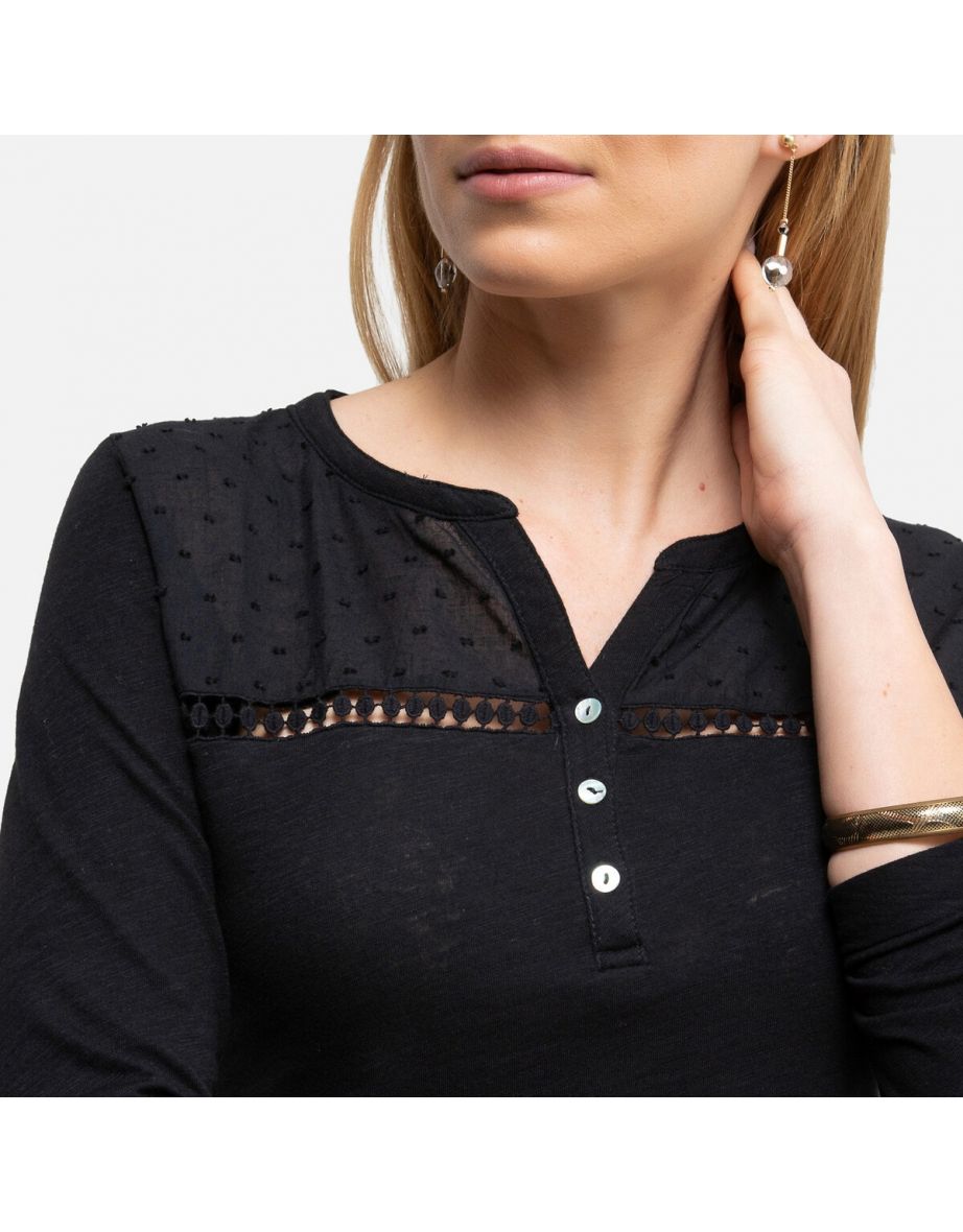 Grandad Collar T-Shirt in Pure Cotton Slub - 6