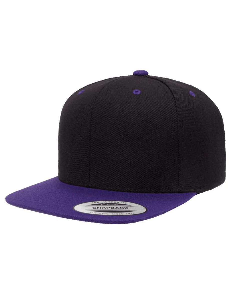 Yupoong Mens The Classic Premium Snapback 2-Tone Cap - Black/Purple