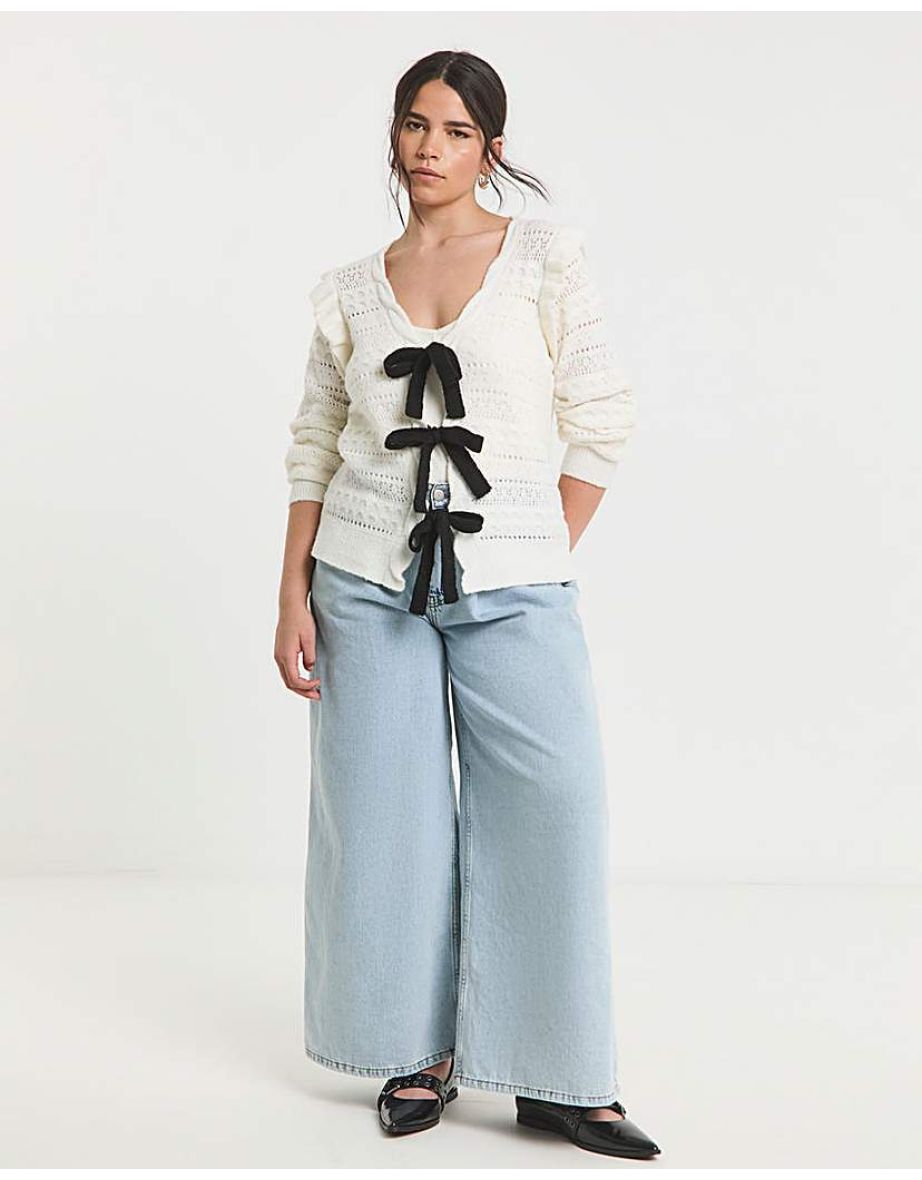 Pointelle Tie Front Cardigan