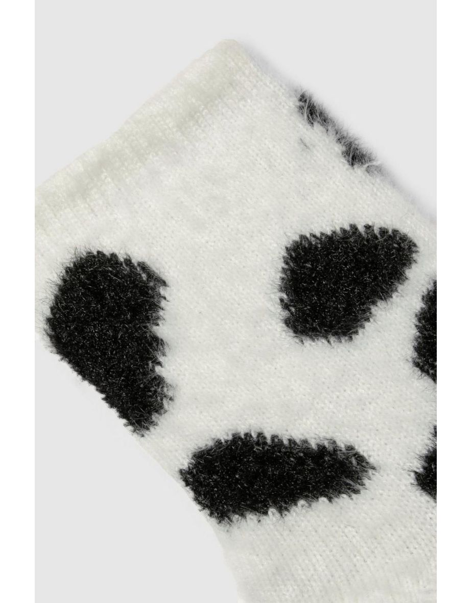 Cow Print Fluffy Socks - 2