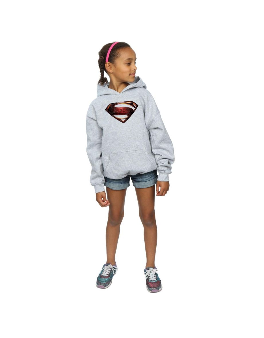 DC Comics Girls Justice League Movie Superman Emblem Hoodie - Sports Grey - 3