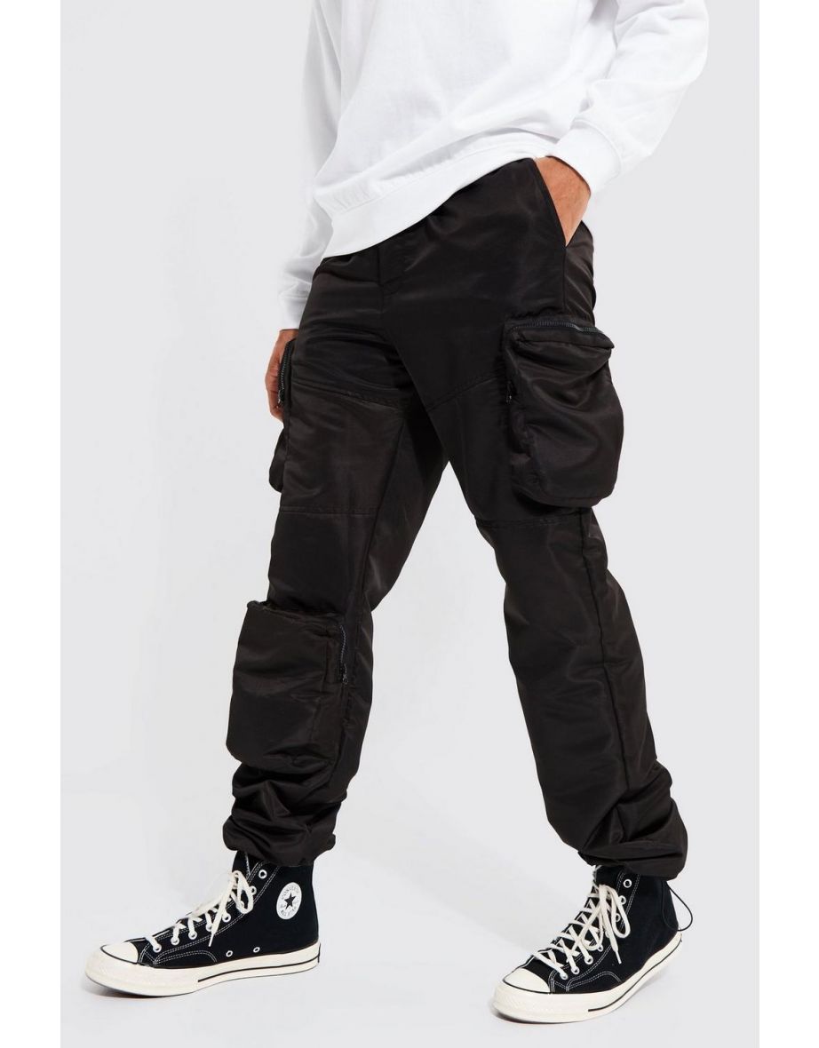 Tall Relaxed Fit Shell 3d Cargo Trouser - black