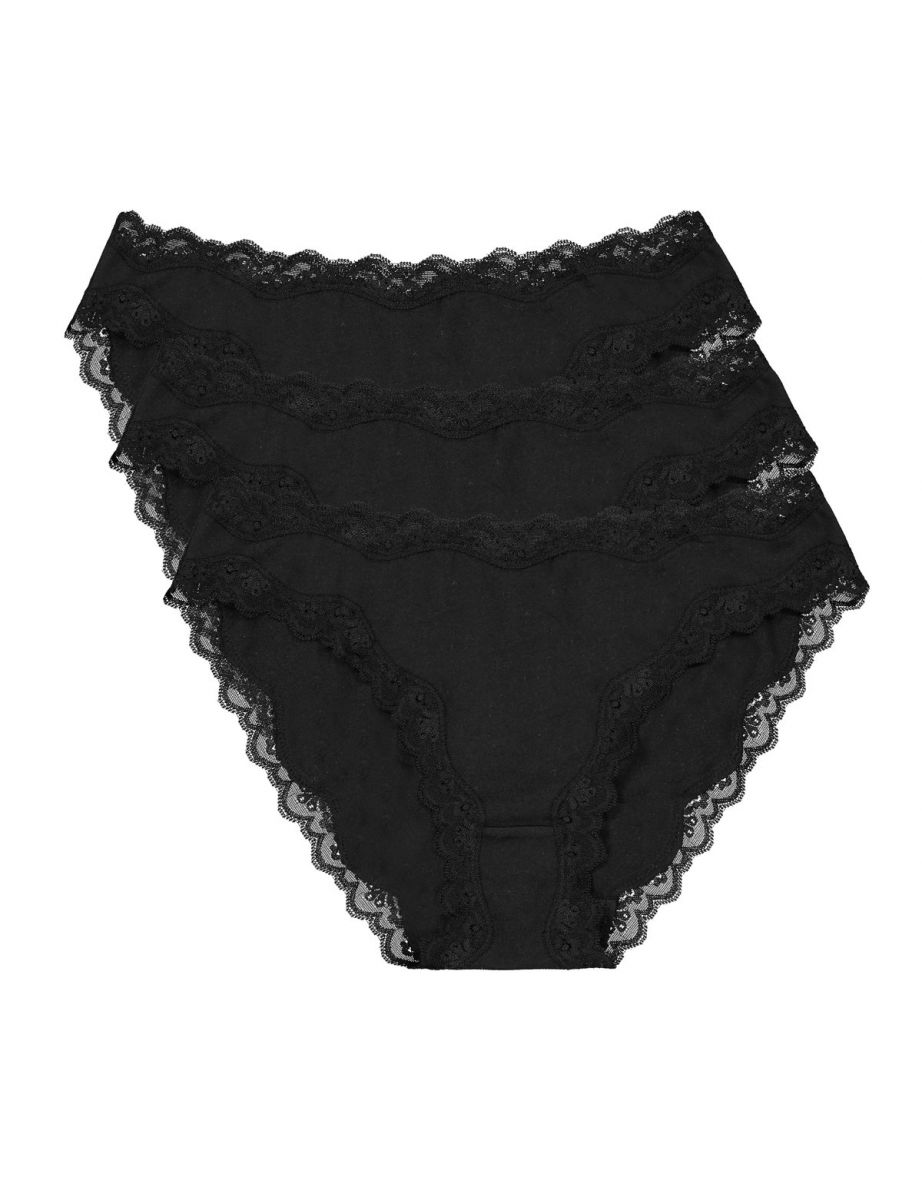 Pack of 3 Cotton Knickers with Lace Trim