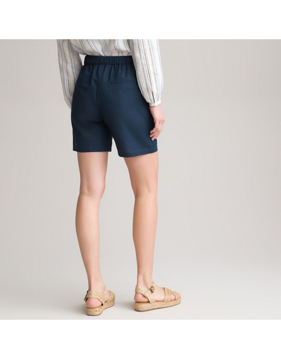 Anne Weyburn Blue Linen Shorts - 3