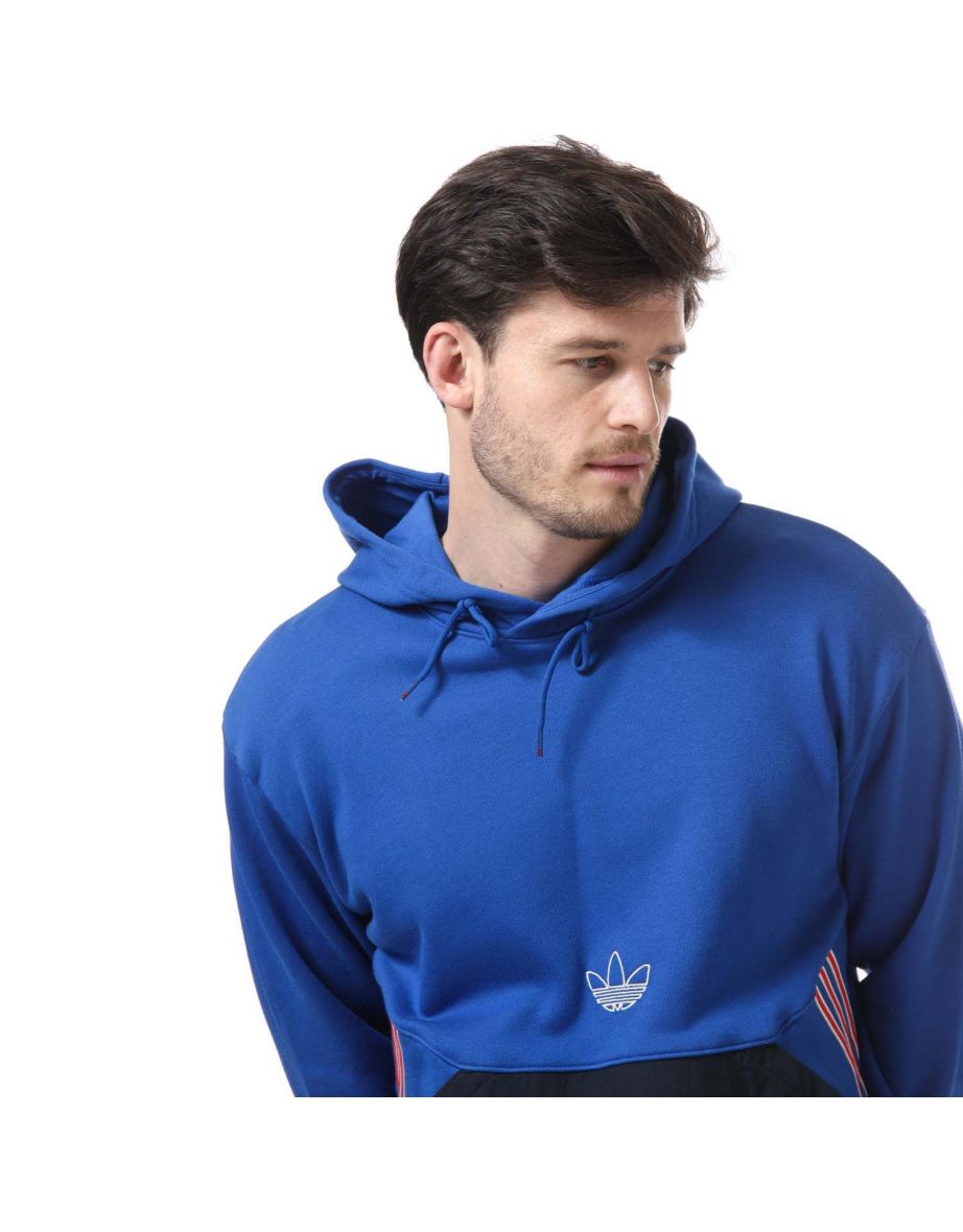 Men's adidas Originals SPRT Archive Mixed Material Sweat Hoody in Blue - 3