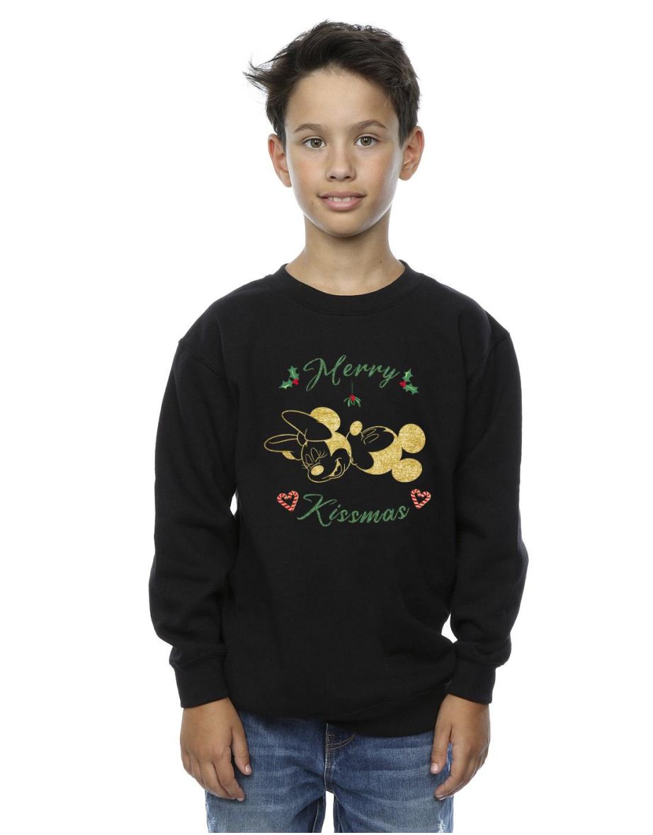 Disney Boys Mickey Mouse Merry Kissmas Sweatshirt - Black