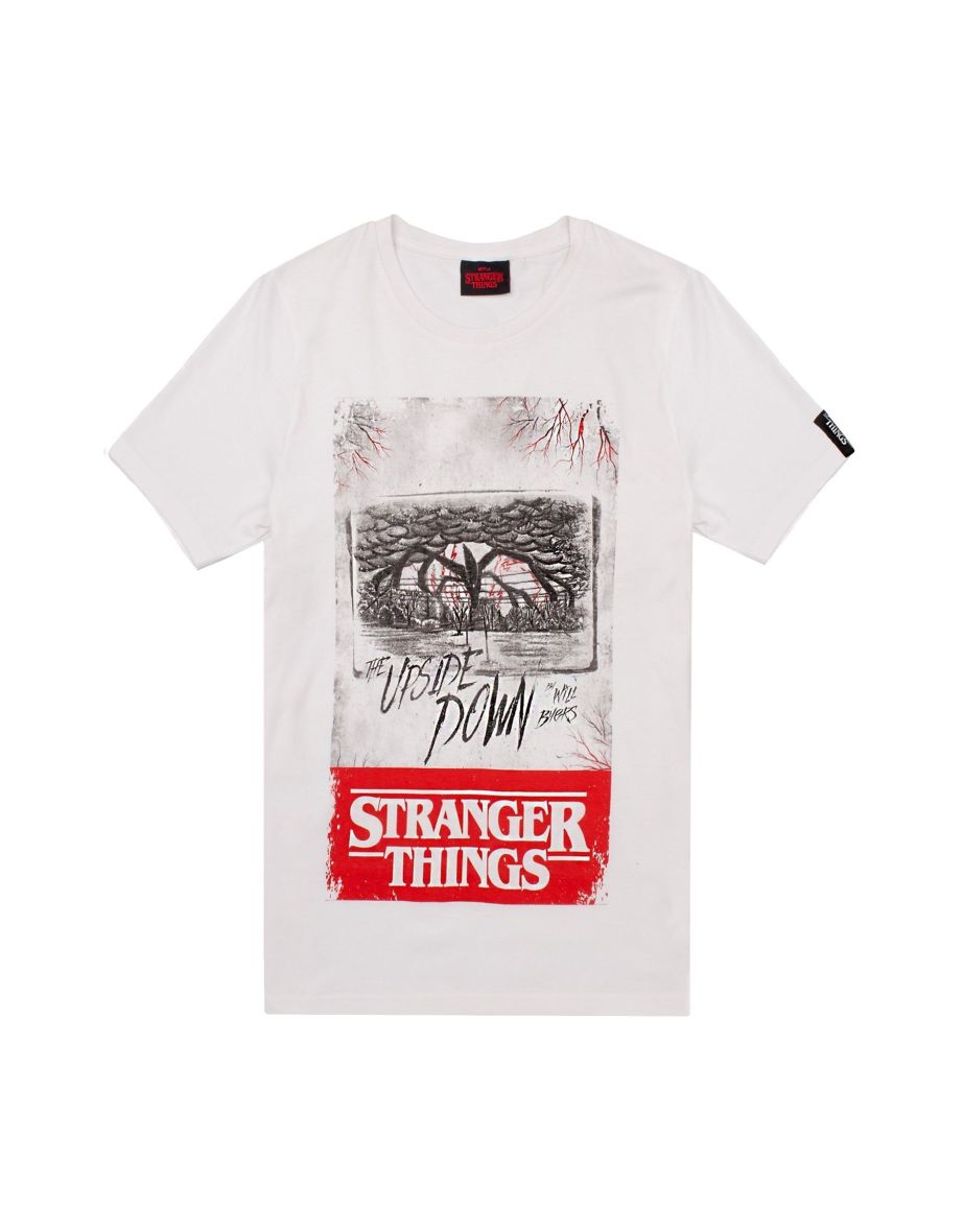 Stranger Things Mens Upside Down T-Shirt - White