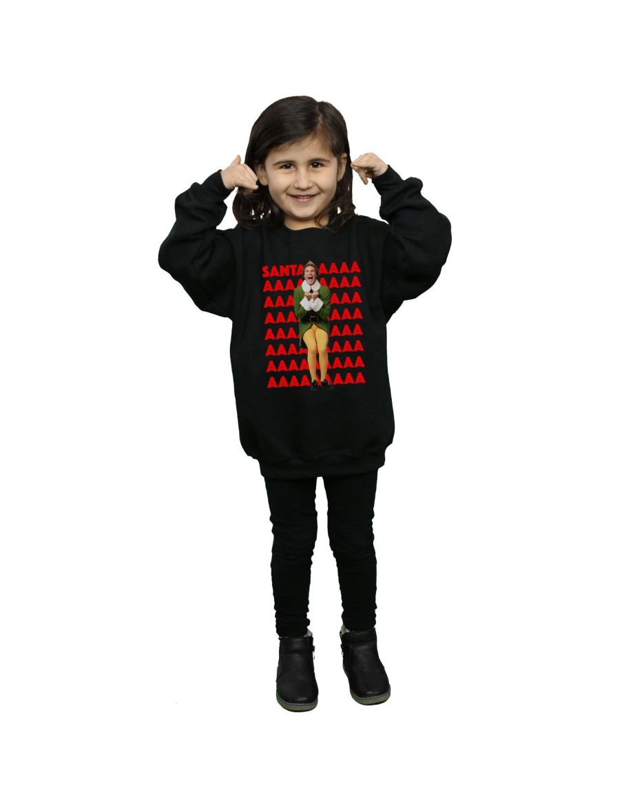 Elf Girls Buddy Santa Scream Sweatshirt - Black - 3