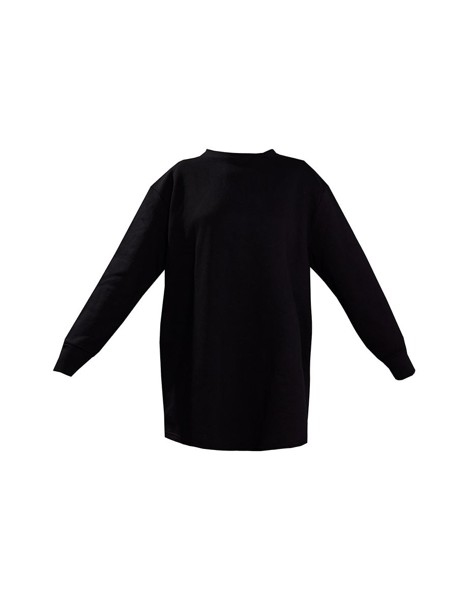 Recycled Black Oversized Sweatshirt Jumper Dress - 4