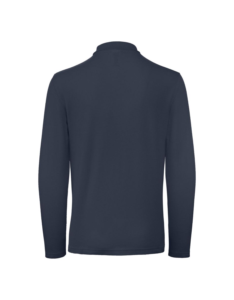 B&C Collection Mens Long Sleeve Polo Shirt - Navy - 1