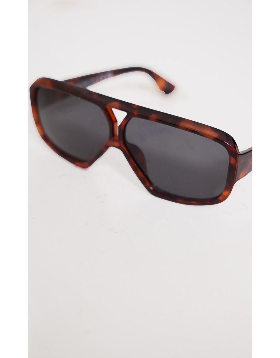Toffee Round Chunky Frame Aviator Sunglasses - 2
