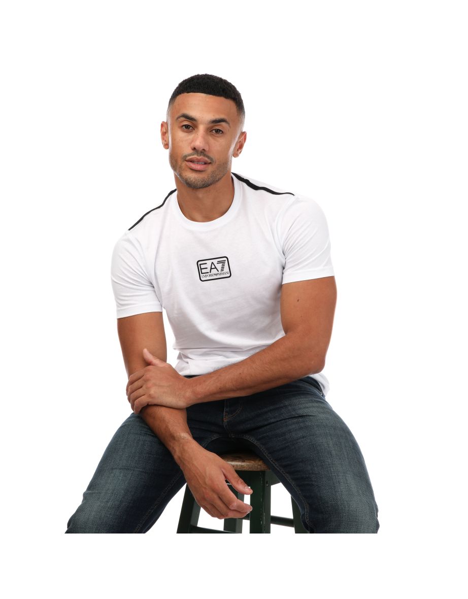 Men's Emporio Armani EA7 Core Identity Centre Logo T-Shirt in White - 2