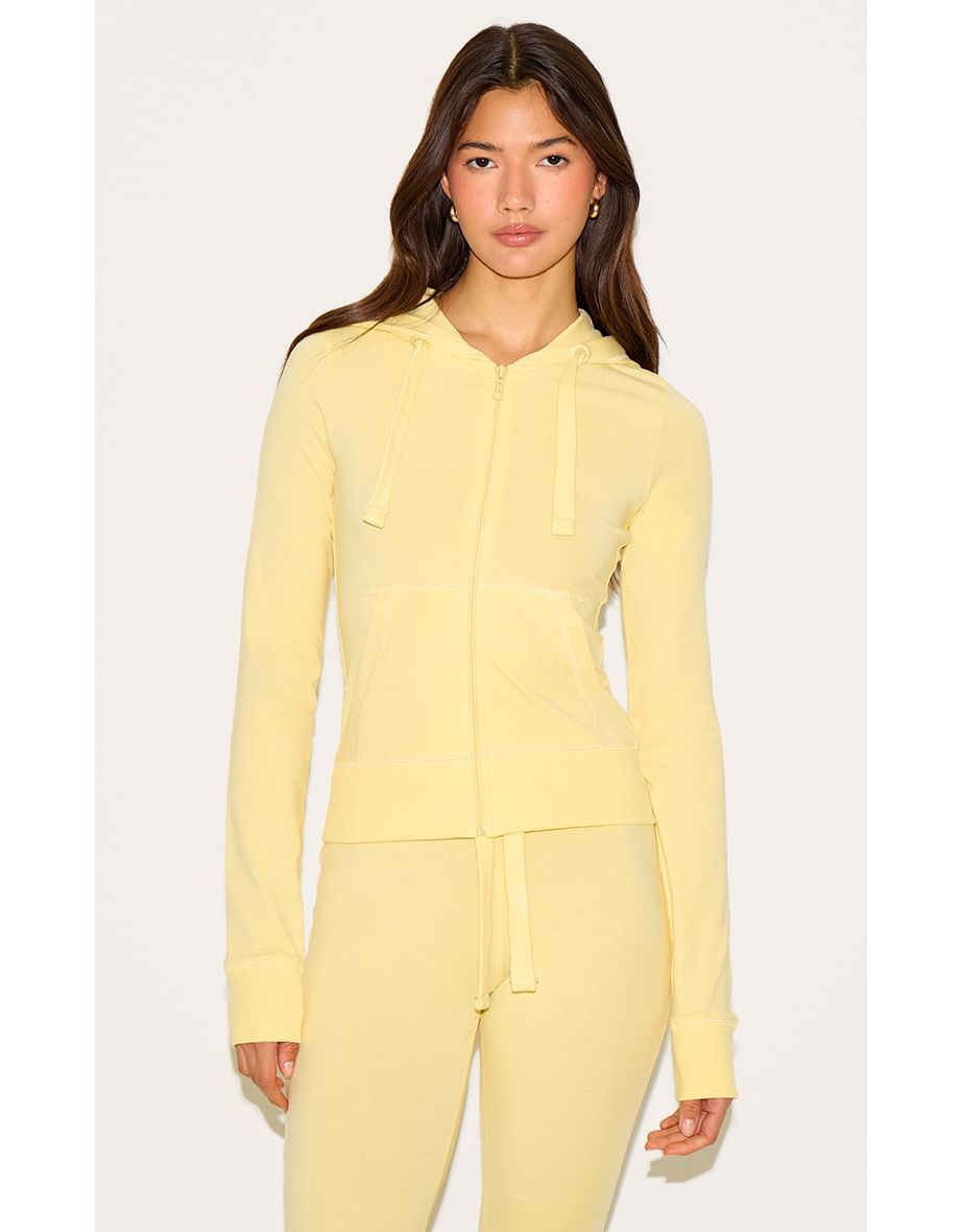 Butter Yellow Zip Up Fitted Track Top