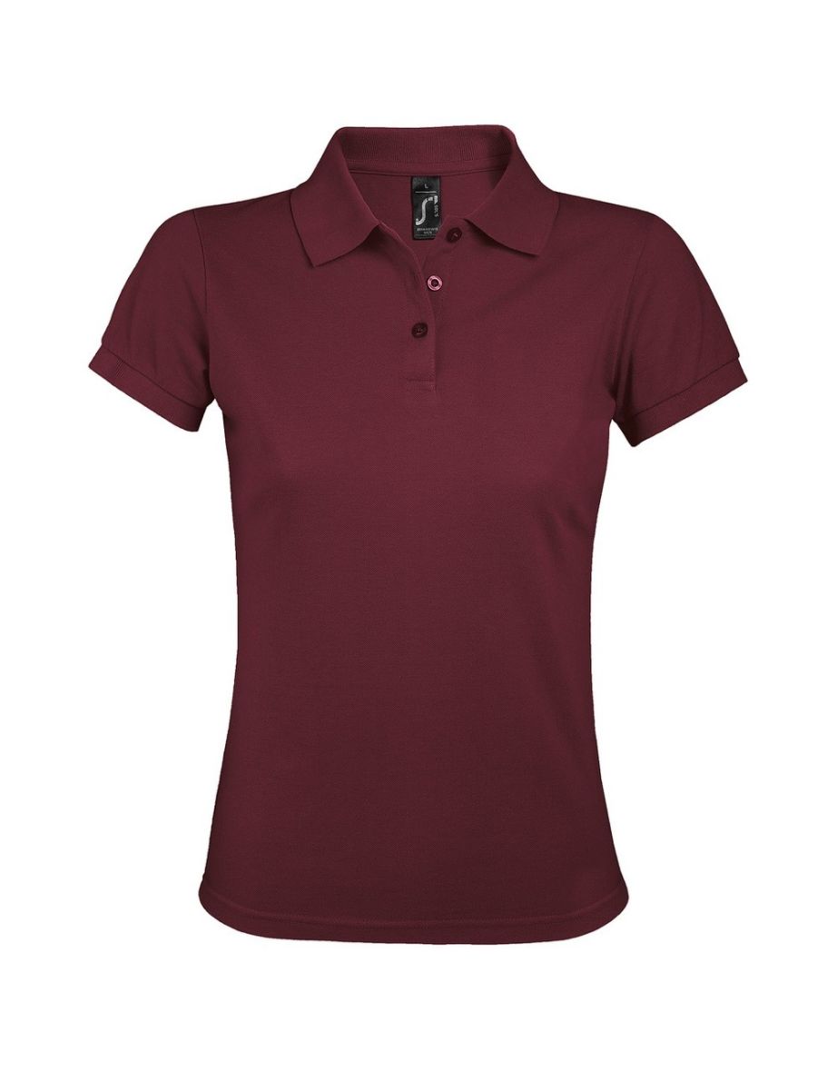 SOLs Womens/Ladies Prime Pique Polo Shirt - Burgundy