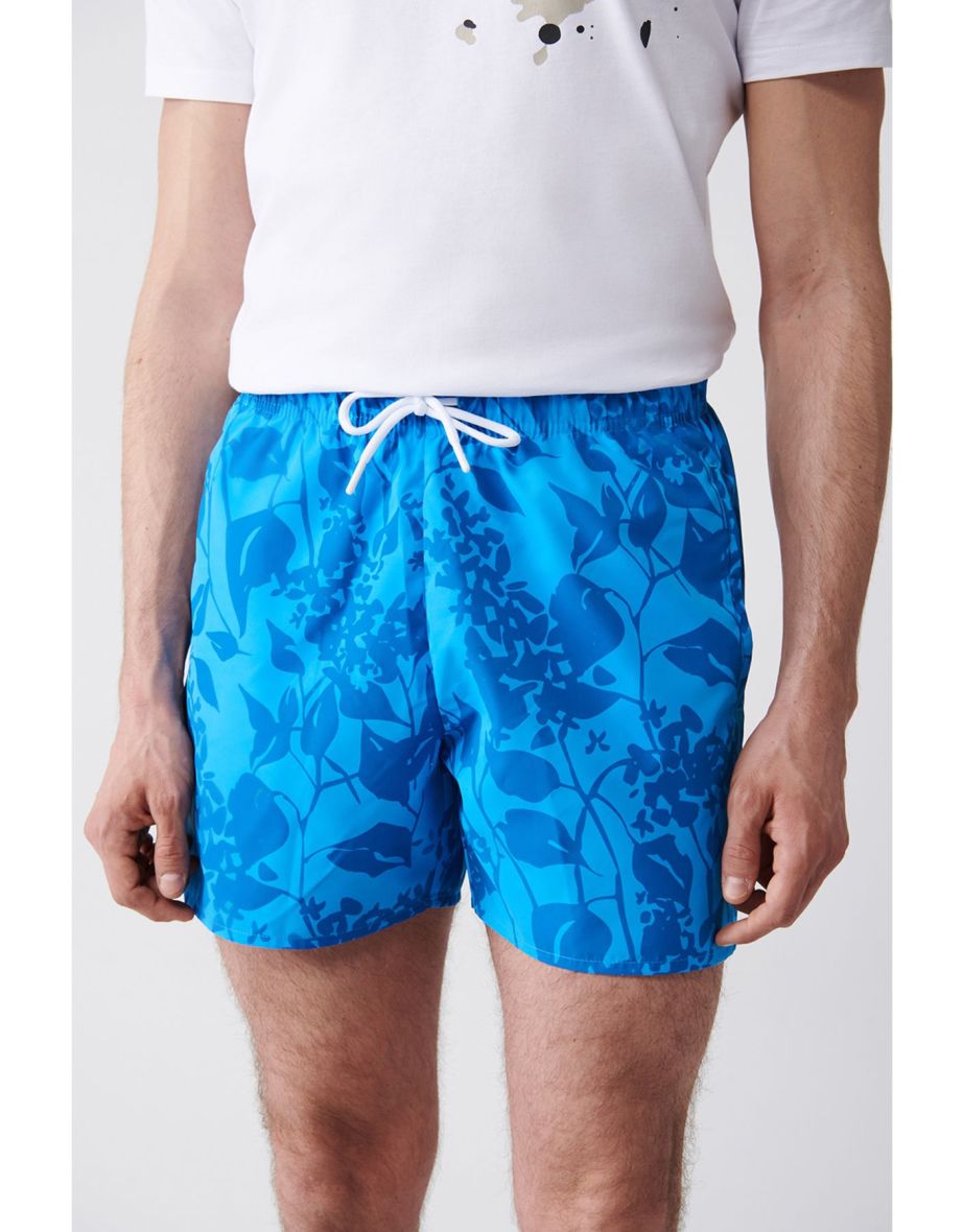 Men's Green-Blue Quick Dry Printed Standard Size Swimwear Marine Shorts - 5