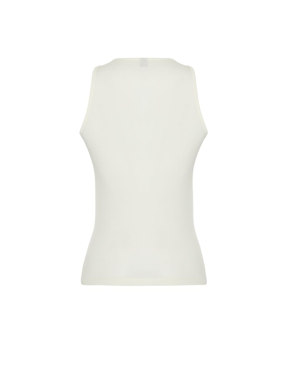 Stone Aged/Faded Effect Cotton Halter Neck Fitted Stretch Knit Undershirt - 6