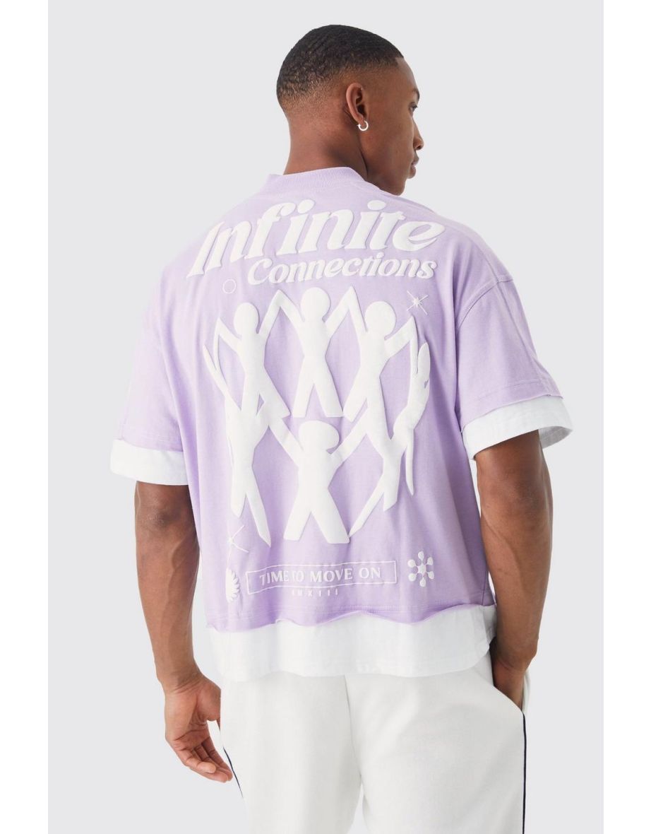 Oversized Boxy Faux Layer Infinite T-shirt - lilac