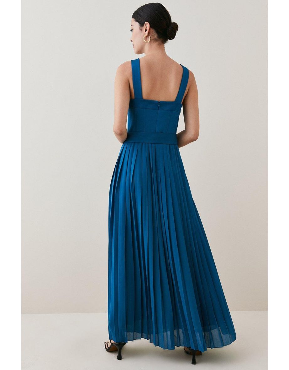 Petite Top Stitch Pleated Woven Maxi Dress - 2