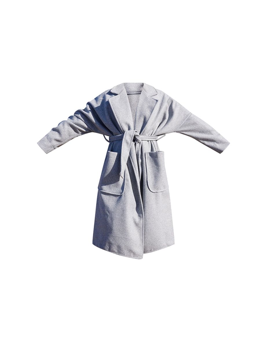 Light Grey Wool Look Oversized Coat - 4
