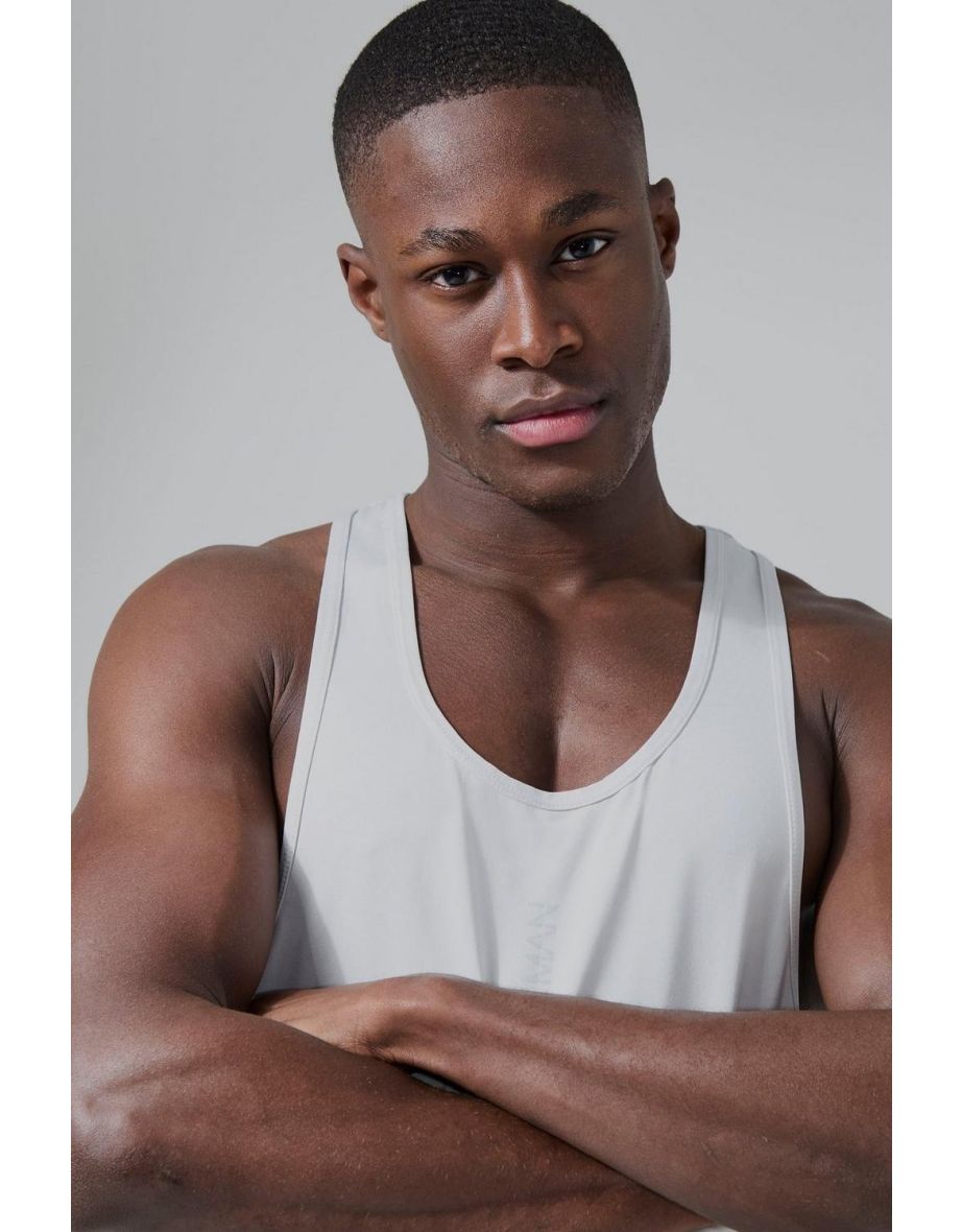 Man Active Gym Poly Gym Racer Vest - silver - 2