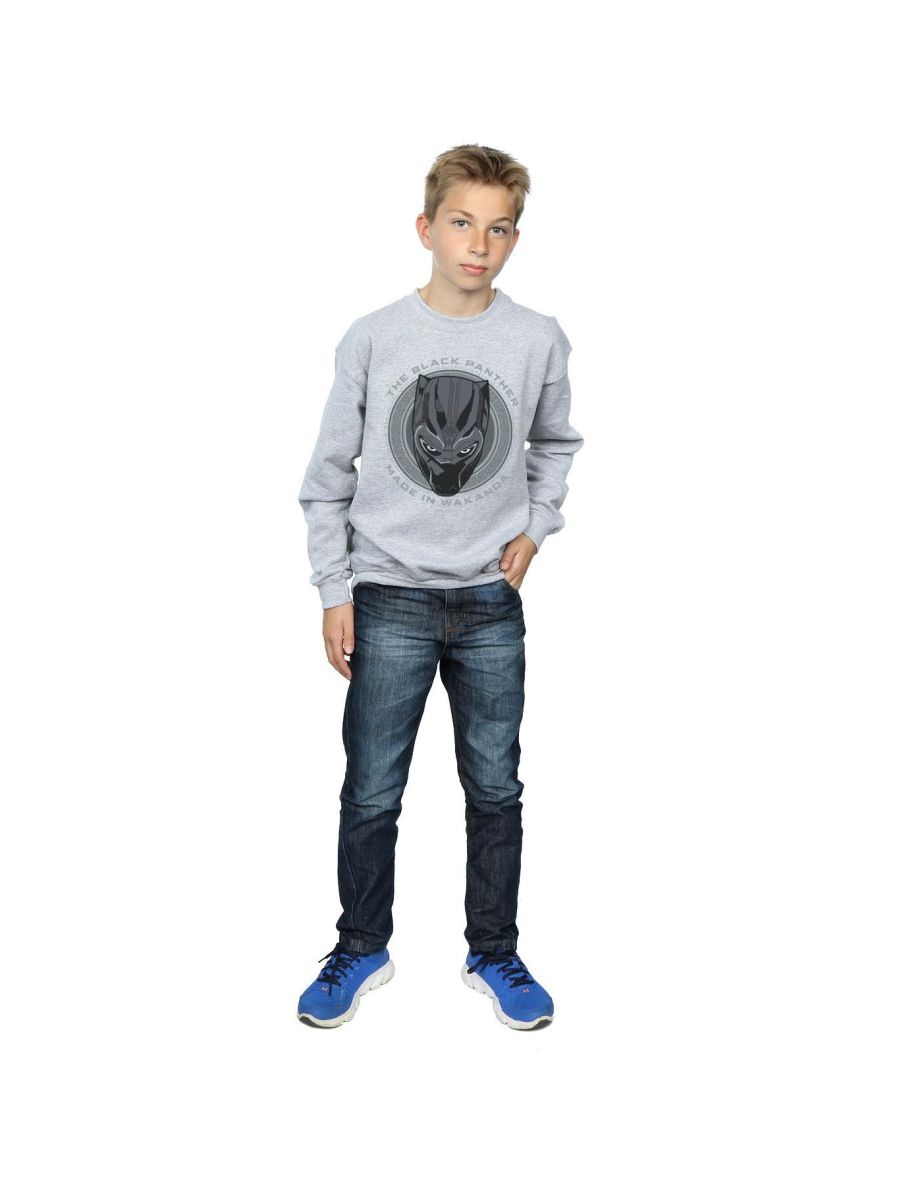 Marvel Boys Black Panther Made in Wakanda Sweatshirt - Sports Grey